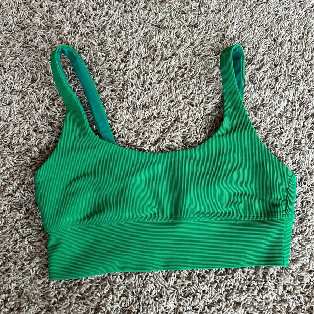 Beach Riot Green Ribbed Sports Bra - Picture 1 of 3